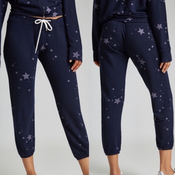 Monrow Pants - Monrow Vintage Stardust Knit Joggers Navy Silver XS